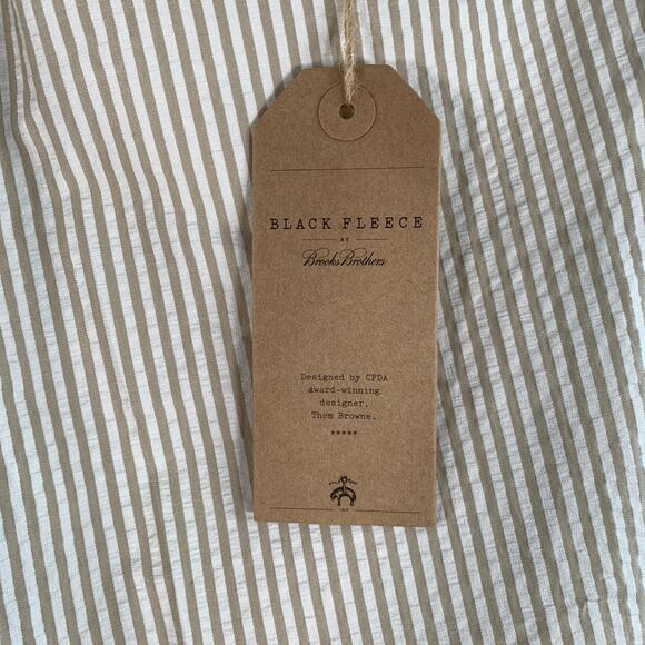 BLACK FLEECE 35 Beige White Stripe Cotton Seersucker Button Fly Casual Pants - Picture 4 of 8